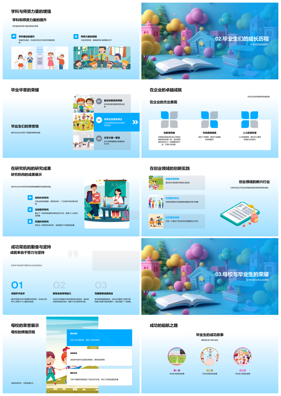 母校成长历程师资校友成就设施精神联谊教育PPT模板