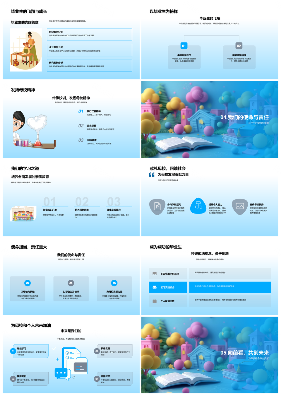 母校成长历程师资校友成就设施精神联谊教育PPT模板