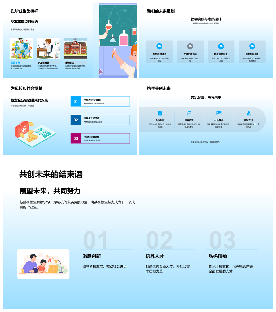 母校成长历程师资校友成就设施精神联谊教育PPT模板