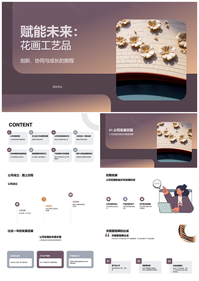 花画工艺品公司发展历程与客户共赢PPT模板