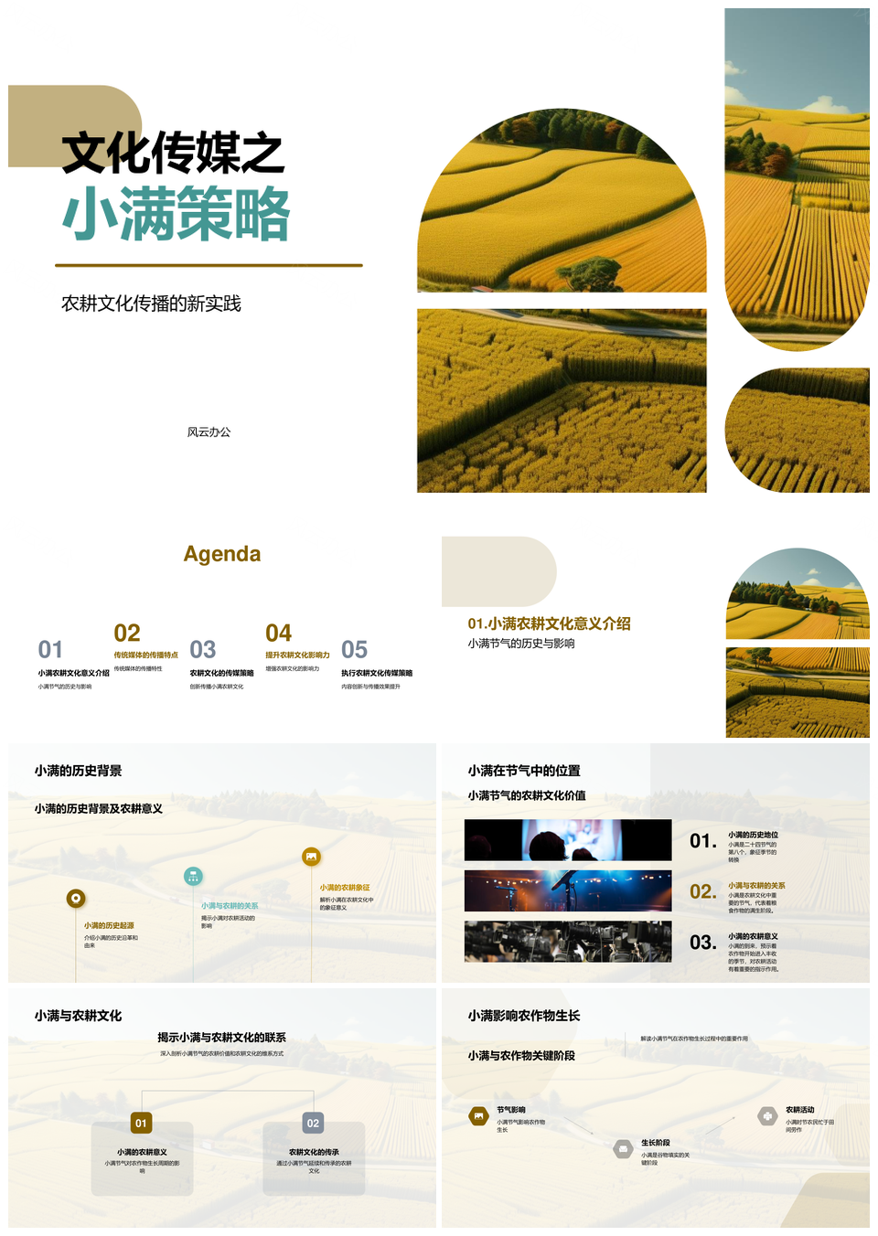 小满农耕文化传统媒体传播策略PPT模板
