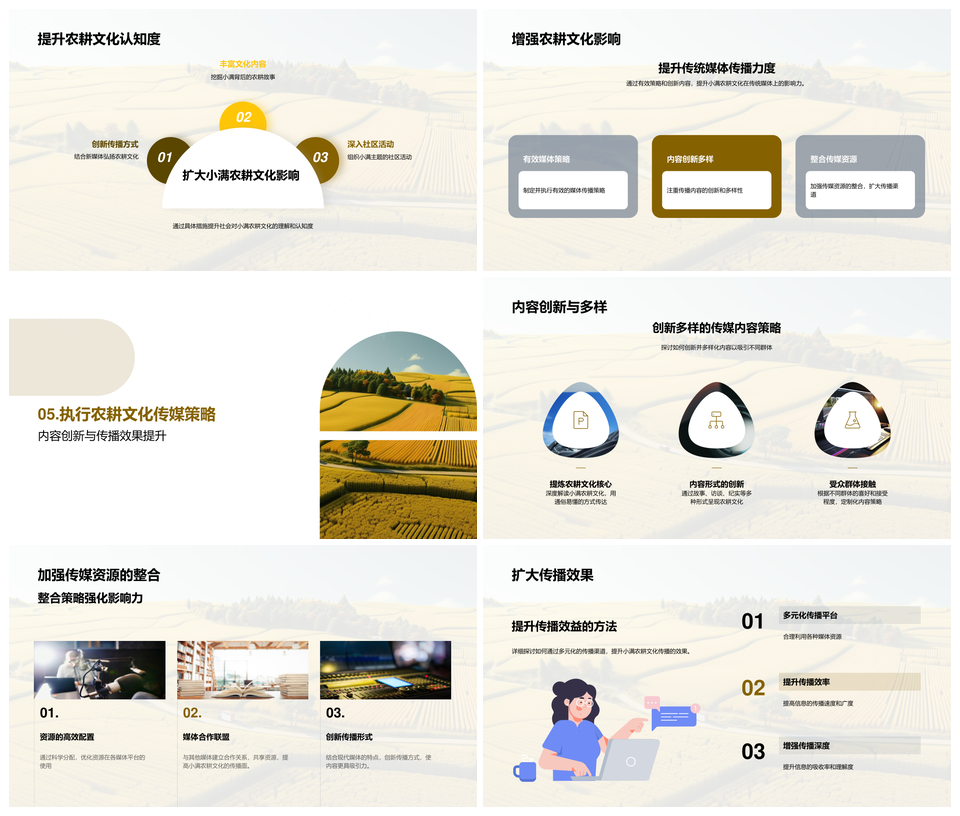 小满农耕文化传统媒体传播策略PPT模板