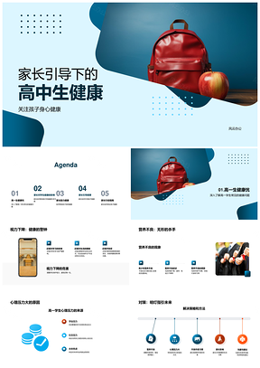 家长引导高中生健康视力营养心理教育PPT模板
