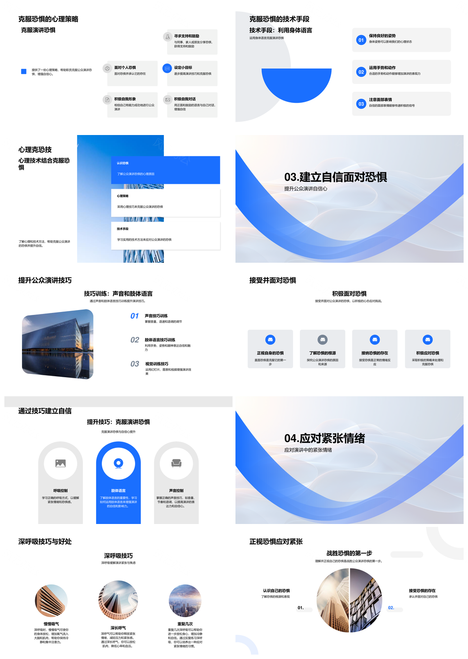 商务演讲克服恐惧心理策略技巧自信技术PPT模板