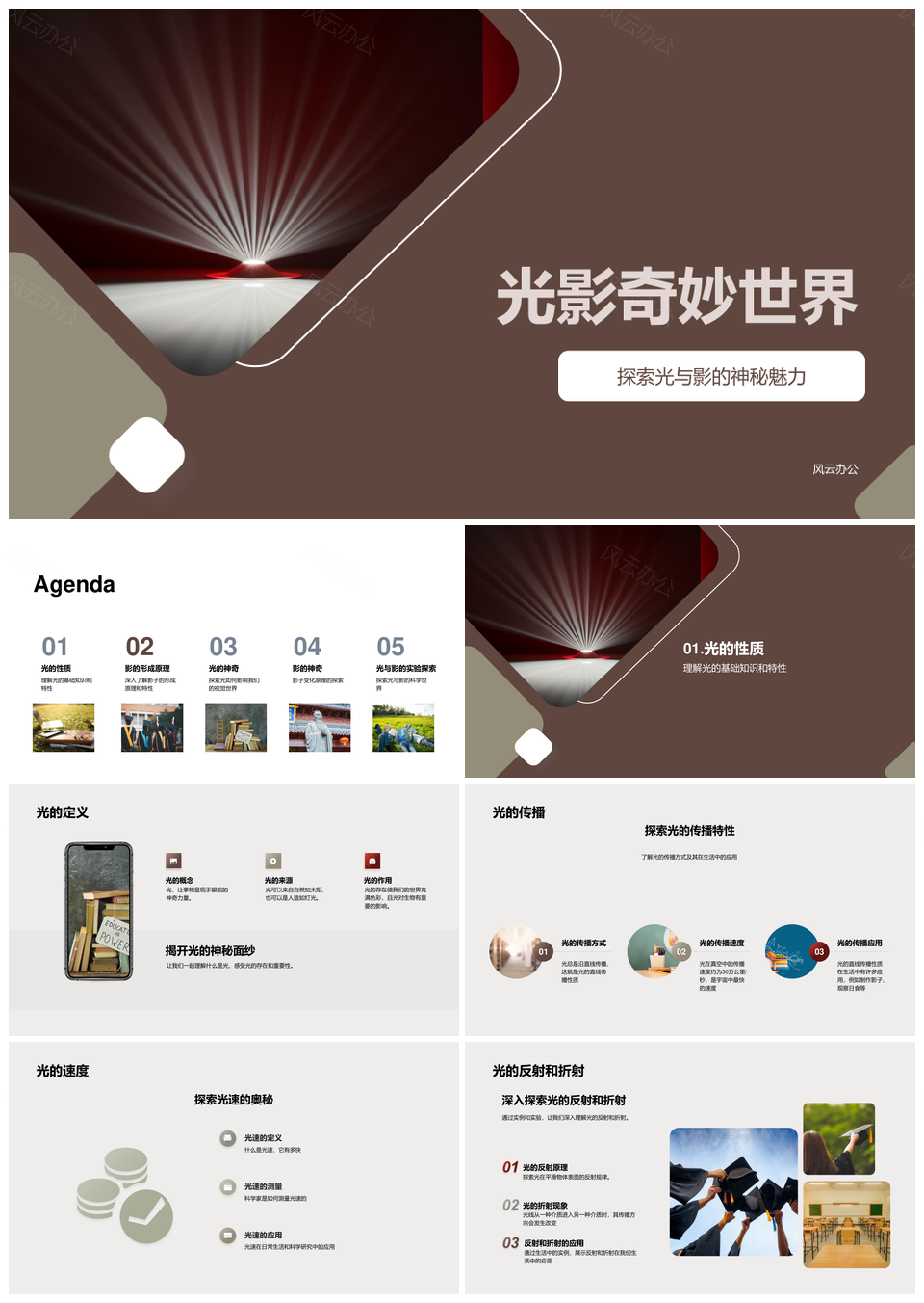 光影传播反射速度与影形成特性PPT模板