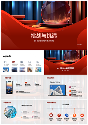 部门经理图表挑战与机遇PPT模板