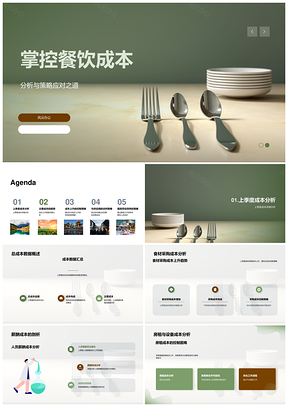 财务分析师管控餐饮食材人员房租成本上升趋势PPT模板