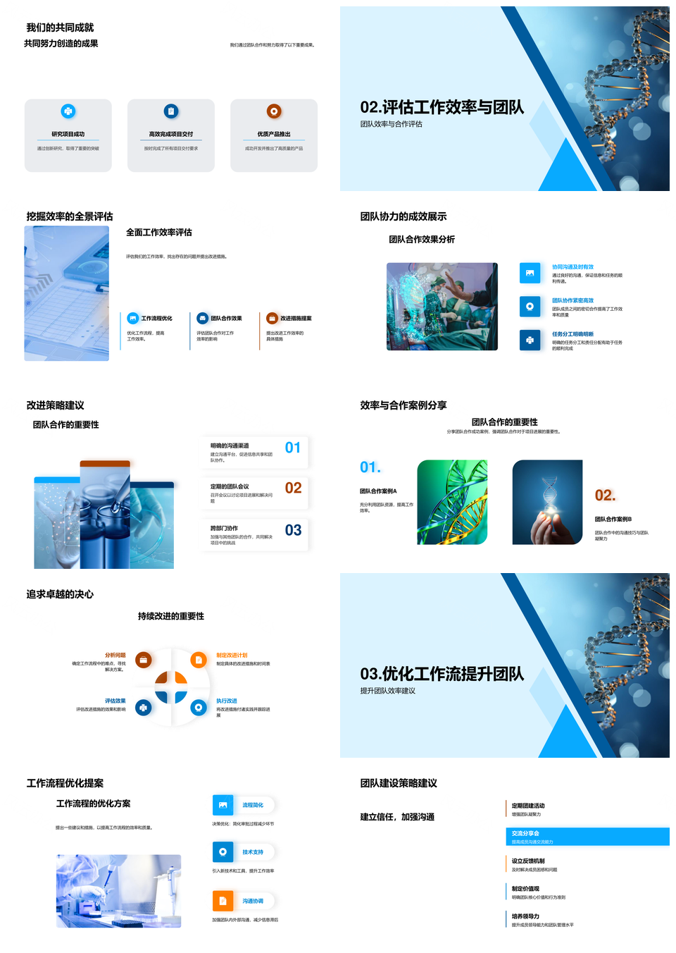 生物医疗半年高效协作优化流程成果展PPT模板