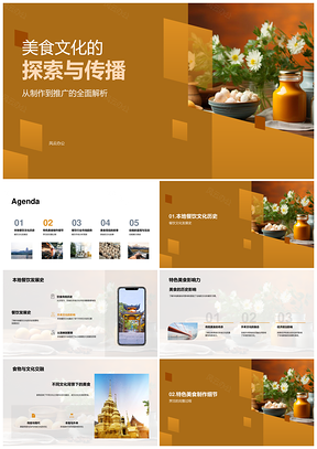 美食文化传承烹技历史传播与推广PPT模板