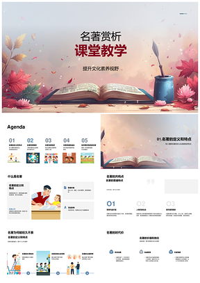 初中名著赏析教学课件提升文化素养阅读能力PPT模板