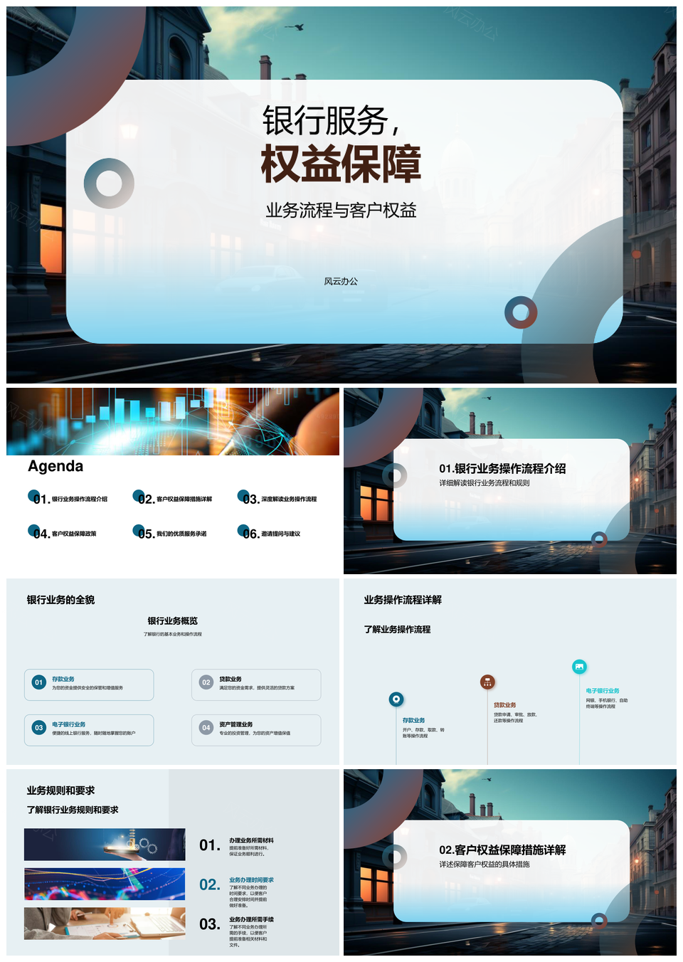 银行服务业务流程客户权益保障政策PPT模板