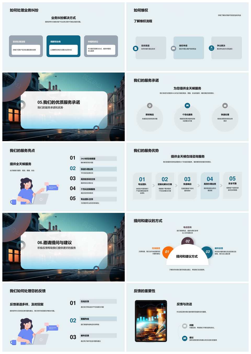 银行服务业务流程客户权益保障政策PPT模板