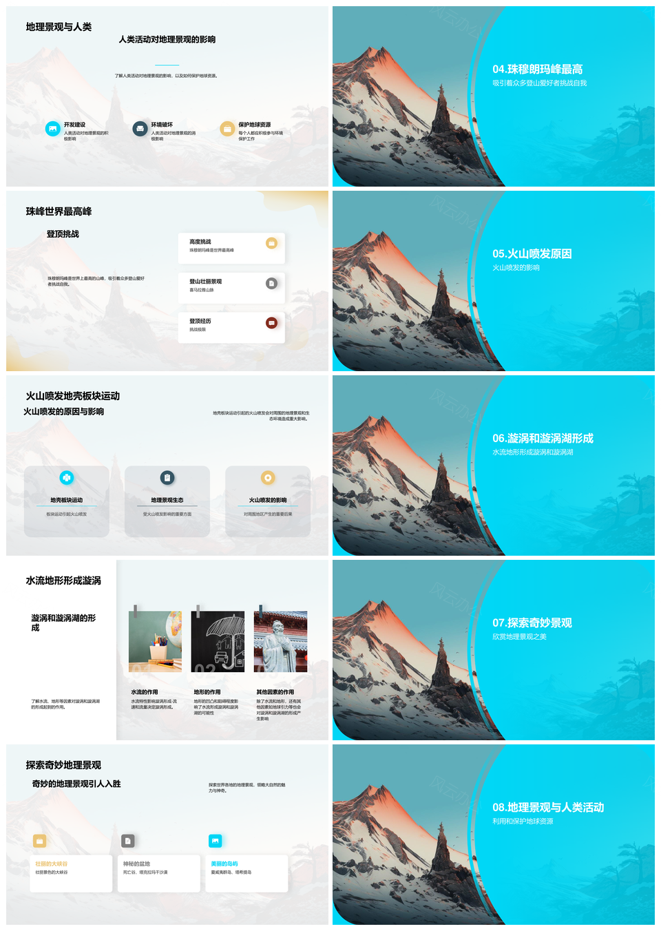 地球自然地貌气候生物与山脉河流探秘PPT模板