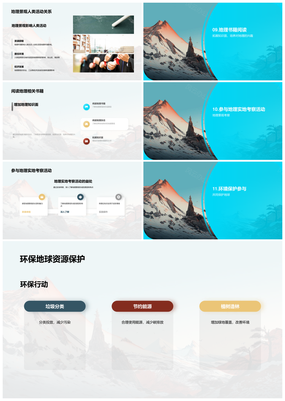 地球自然地貌气候生物与山脉河流探秘PPT模板