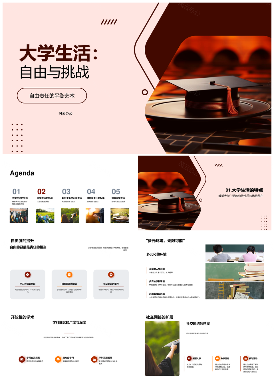 大学生活自由挑战责任学习机遇自我管理PPT模板