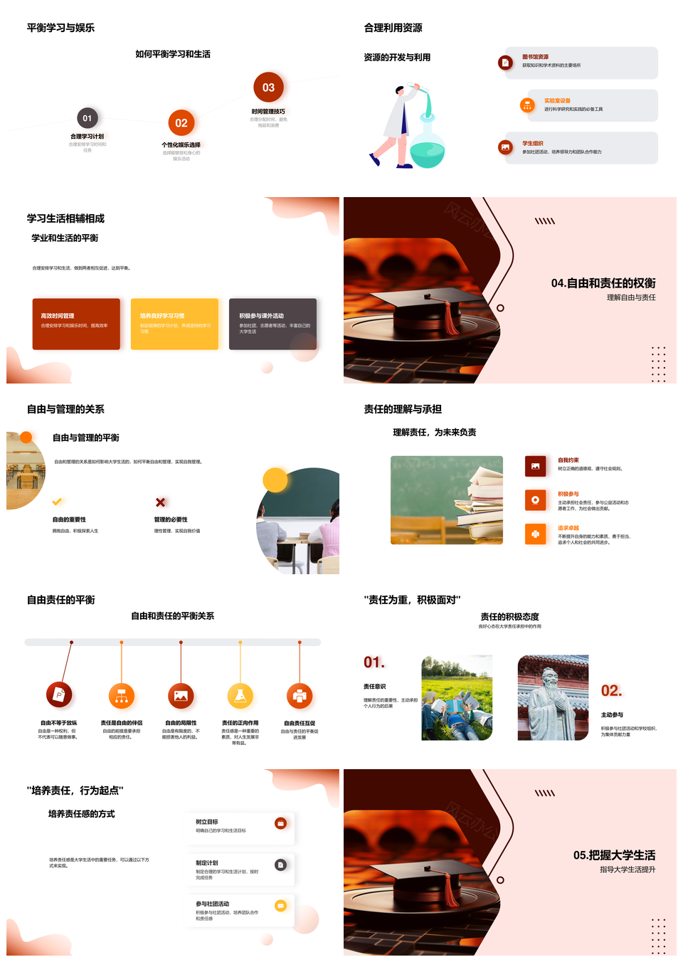 大学生活自由挑战责任学习机遇自我管理PPT模板