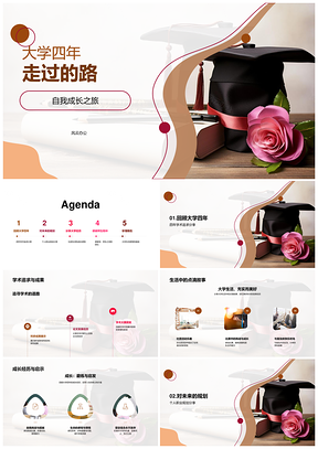大学四年成长学术成果职业未来展望PPT模板