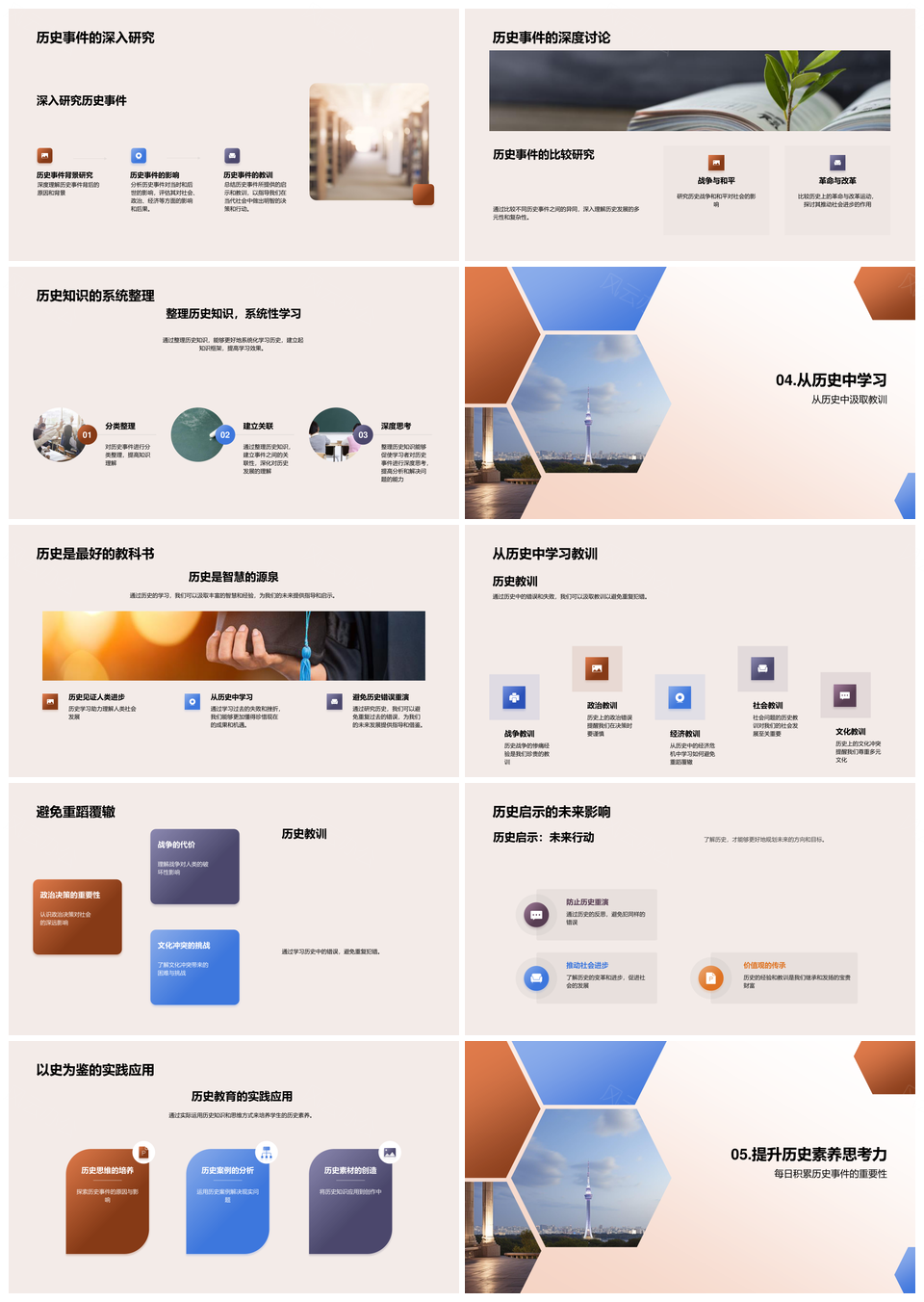 历史启示人类文明避覆辙全面观PPT模板