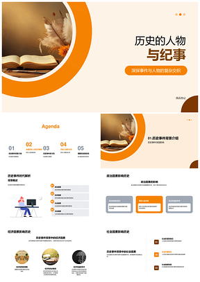 历史事件人物多维透视古卷政经社背景PPT模板