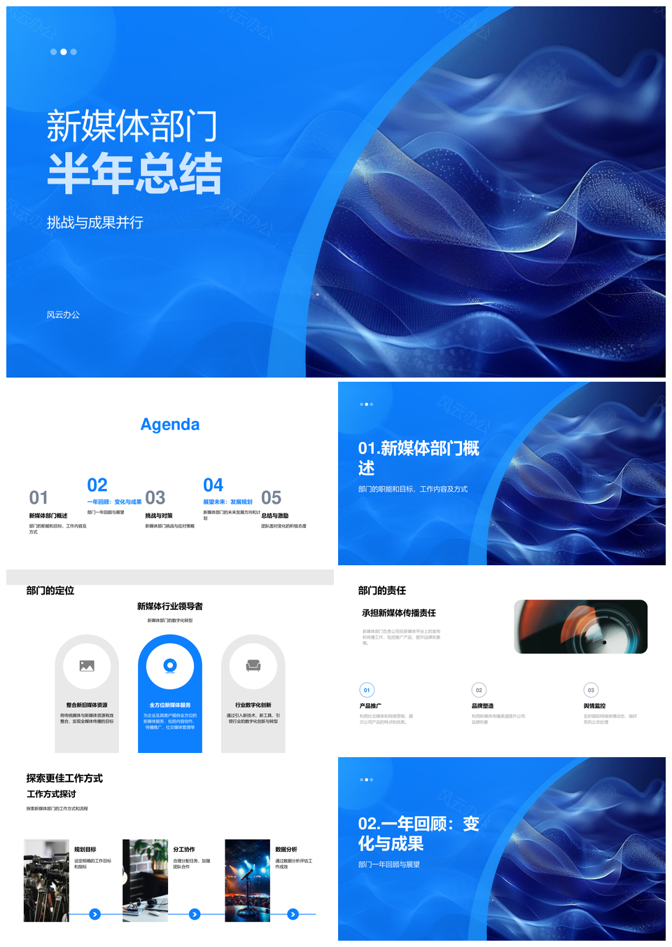 2025新媒体部门半年挑战成果工作发展方向策略计划PPT模板