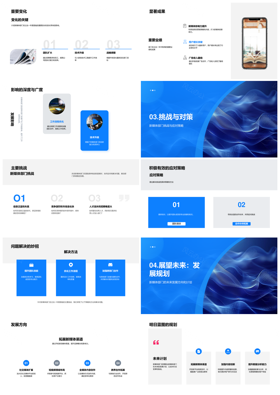 2025新媒体部门半年挑战成果工作发展方向策略计划PPT模板