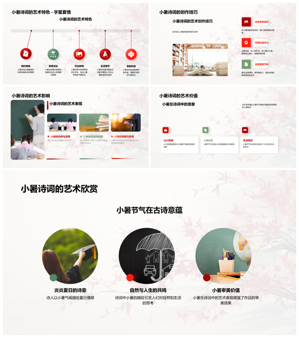 小暑诗韵古卷情艺节气美学PPT模板
