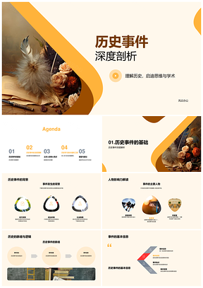 古代卷轴历史事件多维解析思维背景影响PPT模板