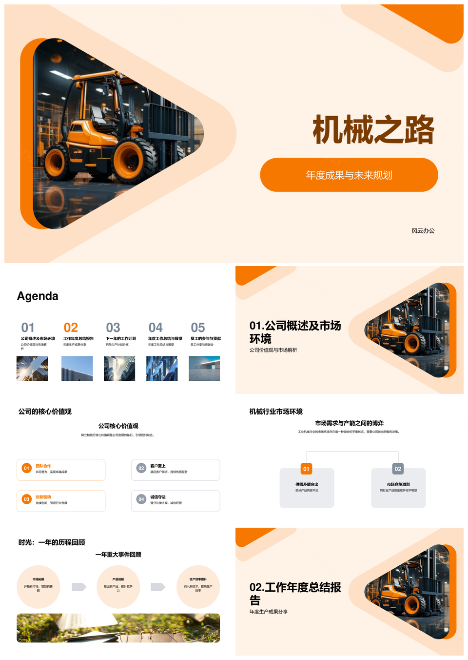 工业机械之路生产全员年度成果未来规划PPT模板