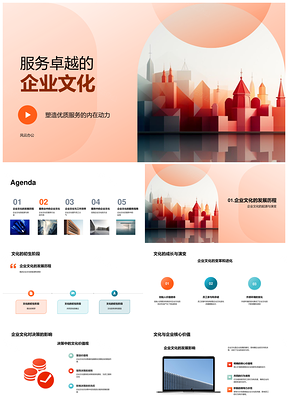 服务卓越企业文化提升士气效率客户满意PPT模板
