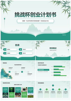生态环保挑战杯创业可持续发展计划书PPT模板