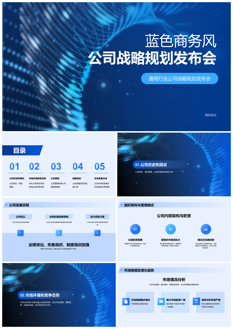 蓝色商务风公司战略规划发布会PPT模板
