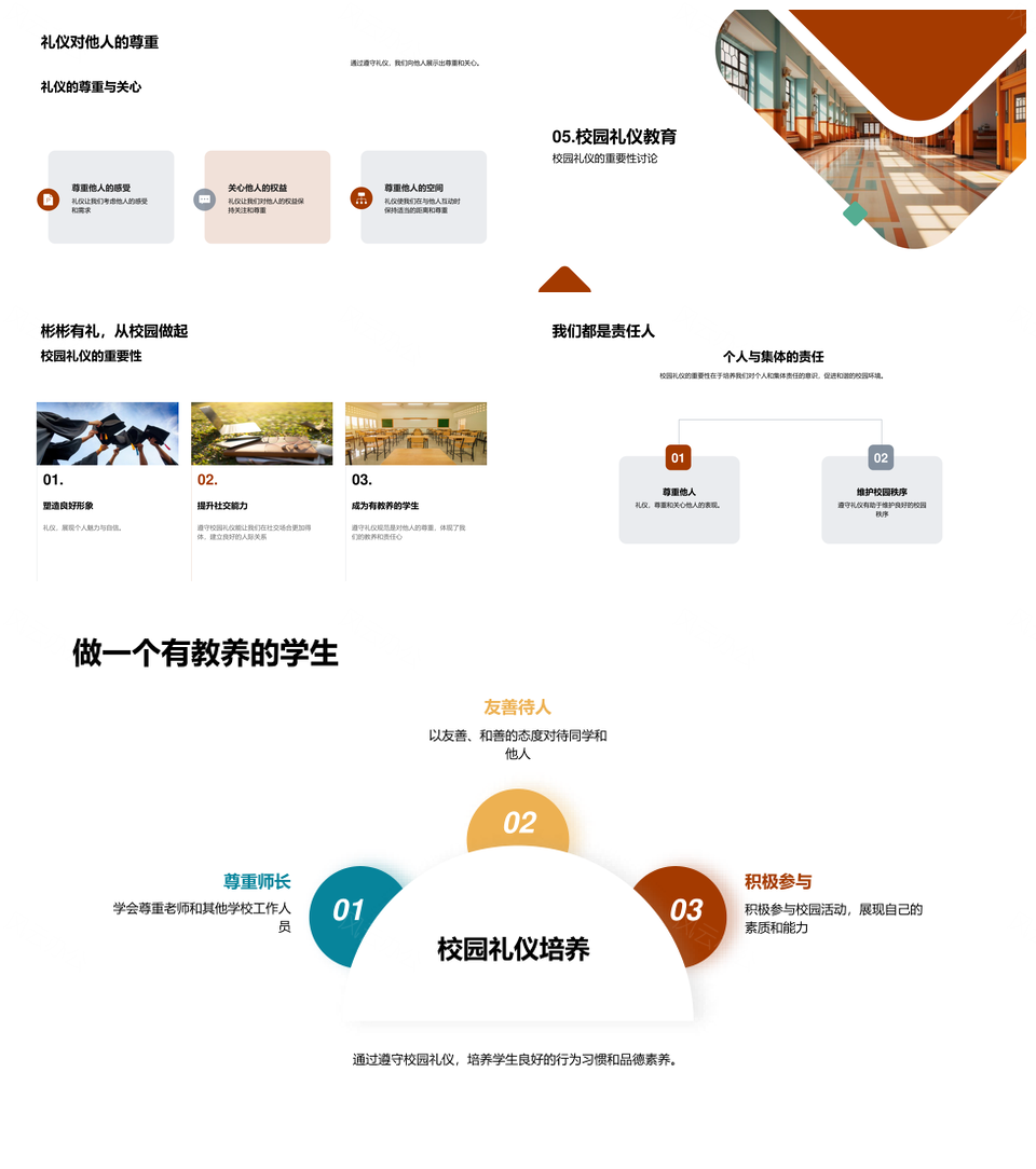 校园礼仪文化教育活动育学生代表PPT模板
