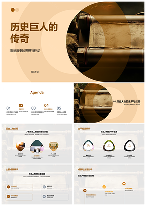 历史巨人传奇卷轴载生平思想行动影响PPT模板