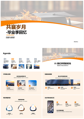 毕业典礼班级故事成长挑战成功集体照PPT模板