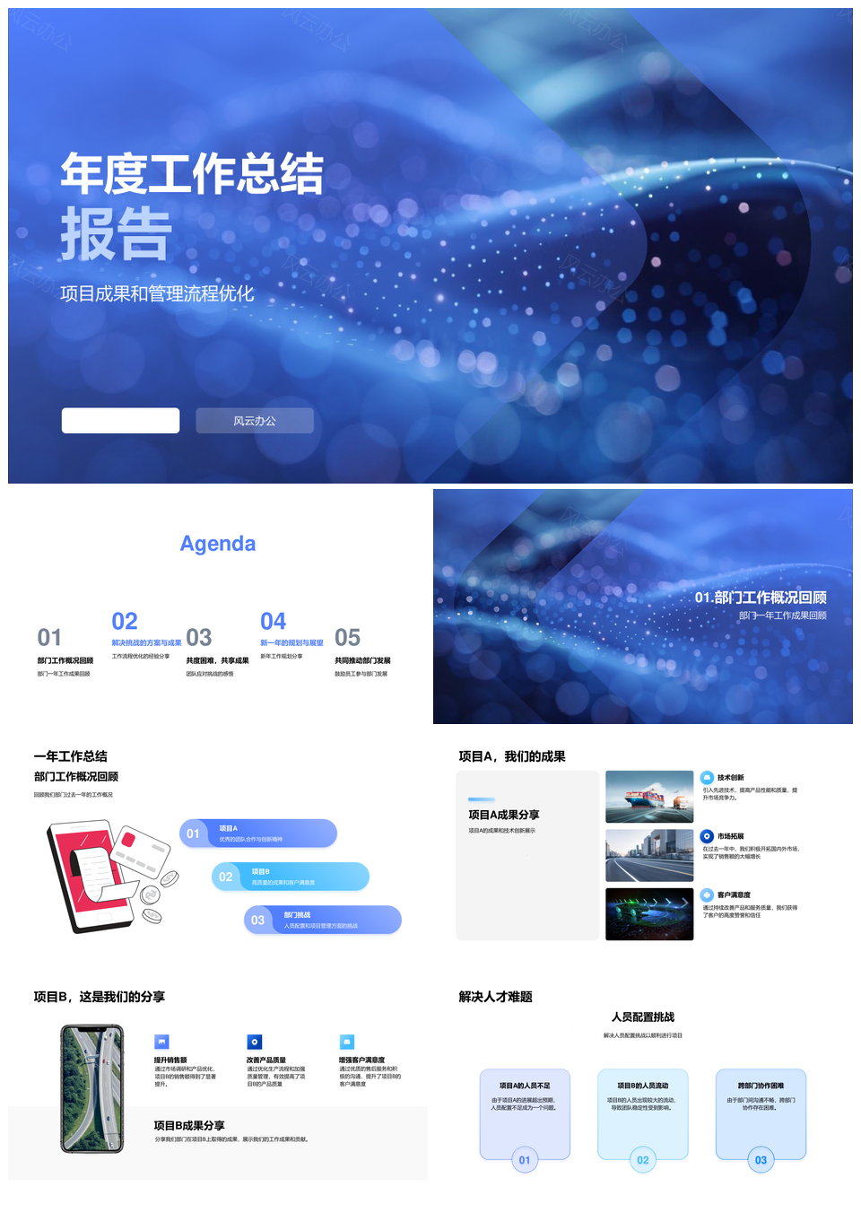 年度工作总结项目AB成果管理优化部门挑战PPT模板
