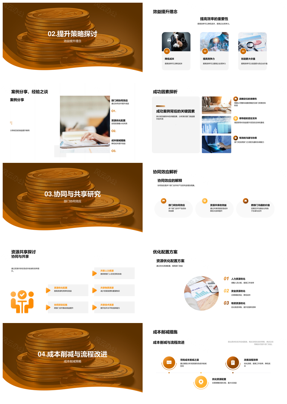 财务优化协同控本提效资源共享分析PPT模板