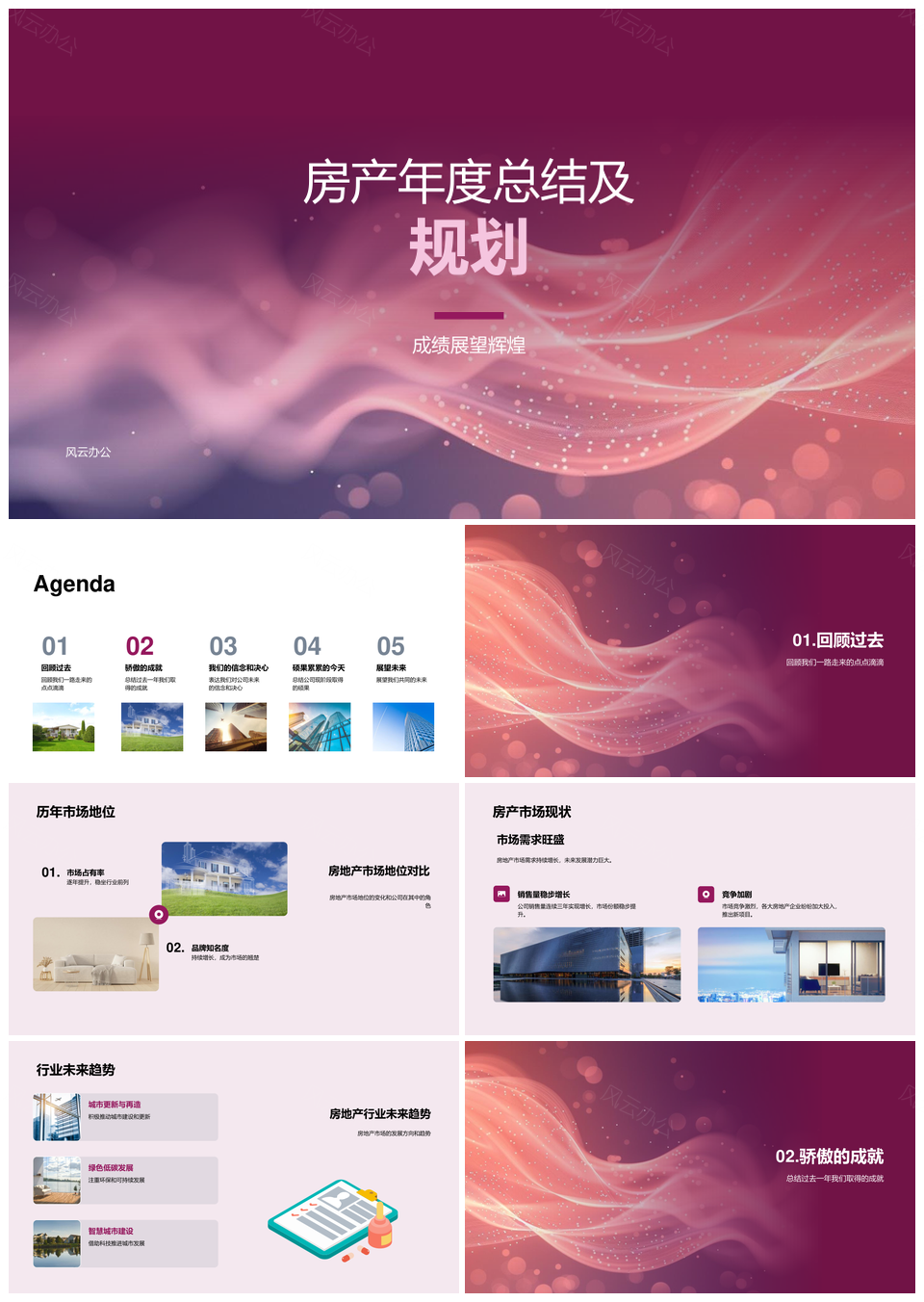 房产年度总结规划房市销售利润双增品牌能力强团队PPT模板