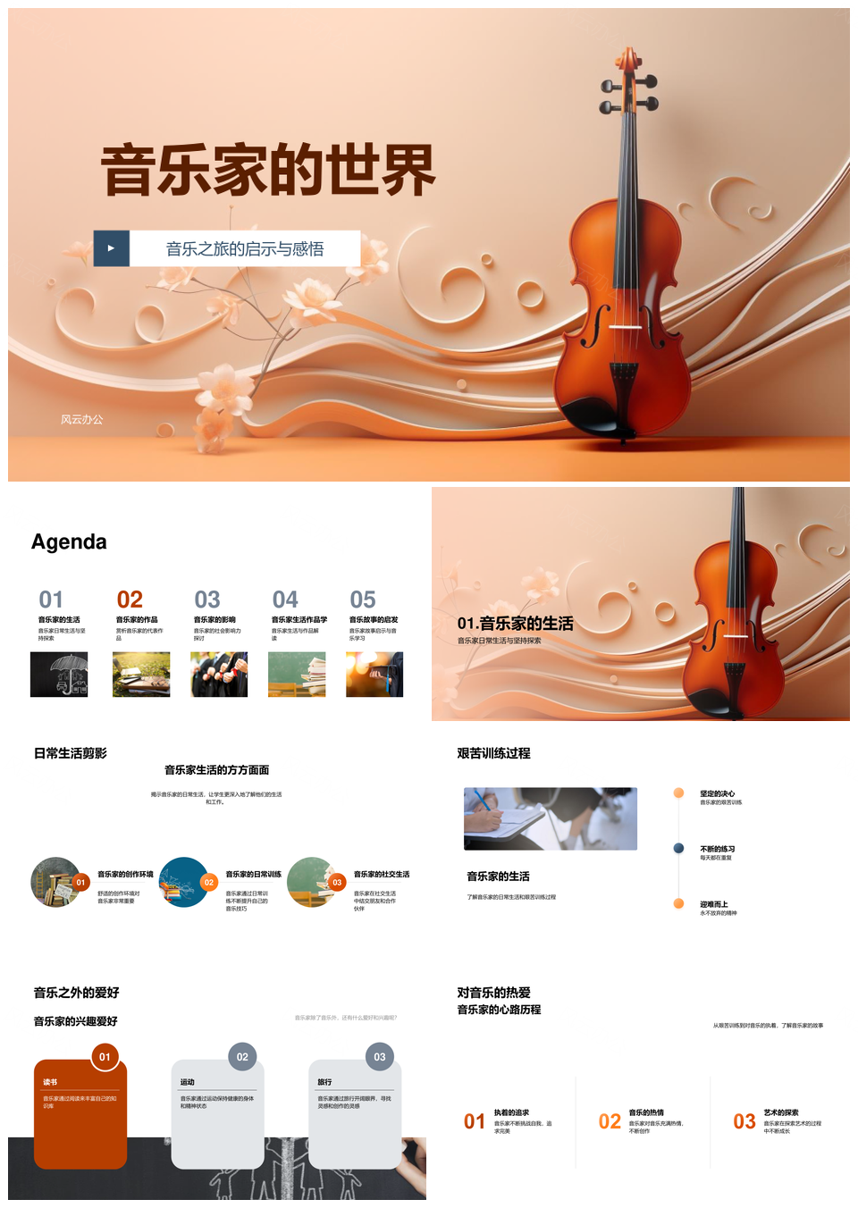 音乐家创作交响歌剧情感符号与音乐教育PPT模板