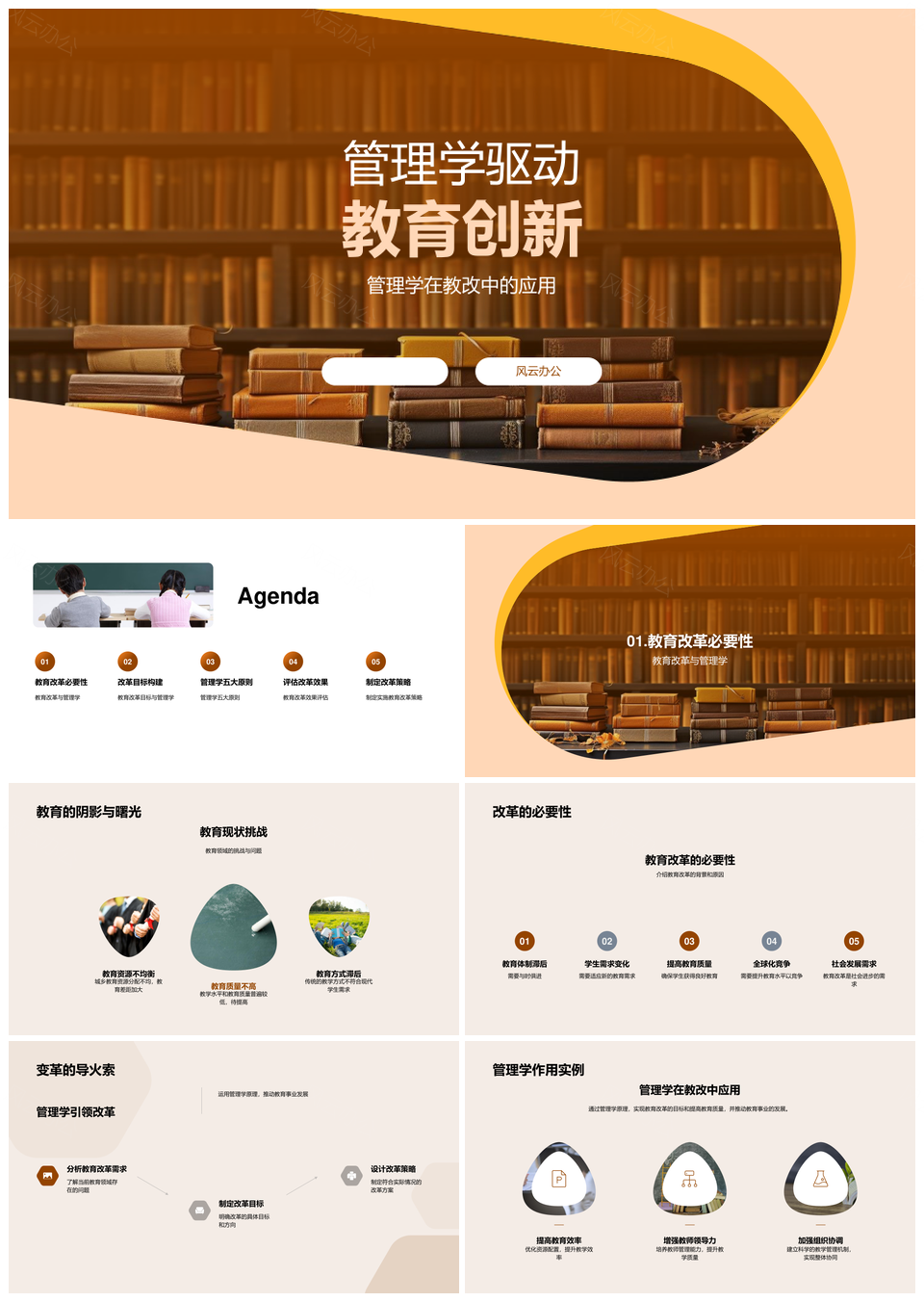 管理学五大原则引领教育创新改革策略PPT模板