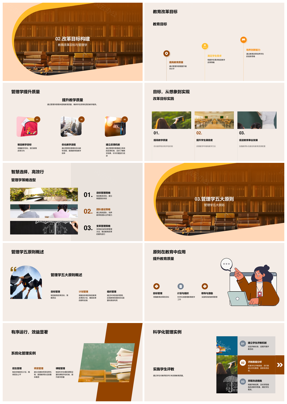 管理学五大原则引领教育创新改革策略PPT模板