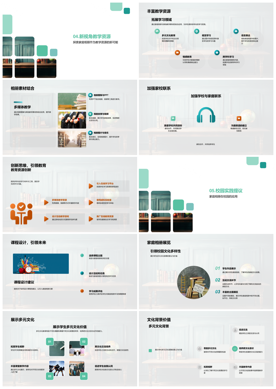 家庭相册教育力量教师研讨促自我认识PPT模板