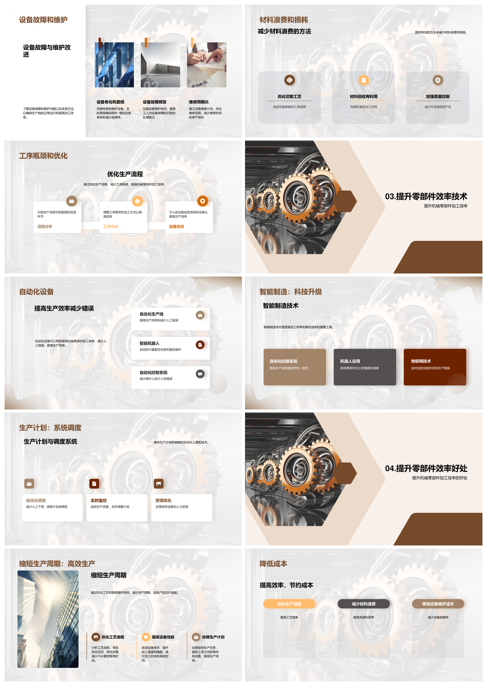 机械零部件加工产线效质能技提升PPT模板