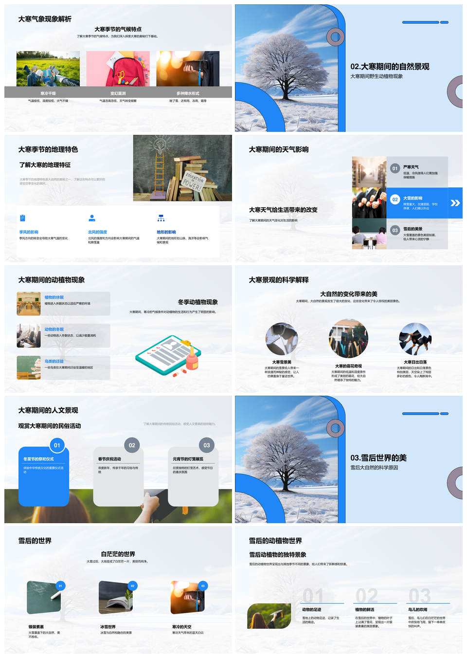 大寒四季地理气候生态雪山气象科学解读PPT模板