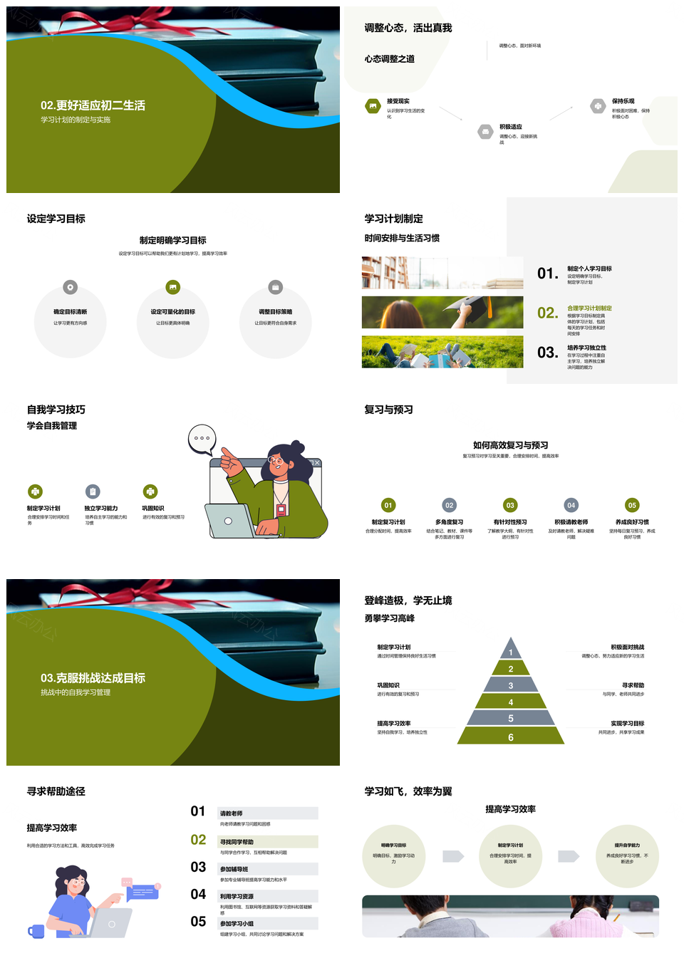 初二奋斗新环境课程增减目标启书之路PPT模板