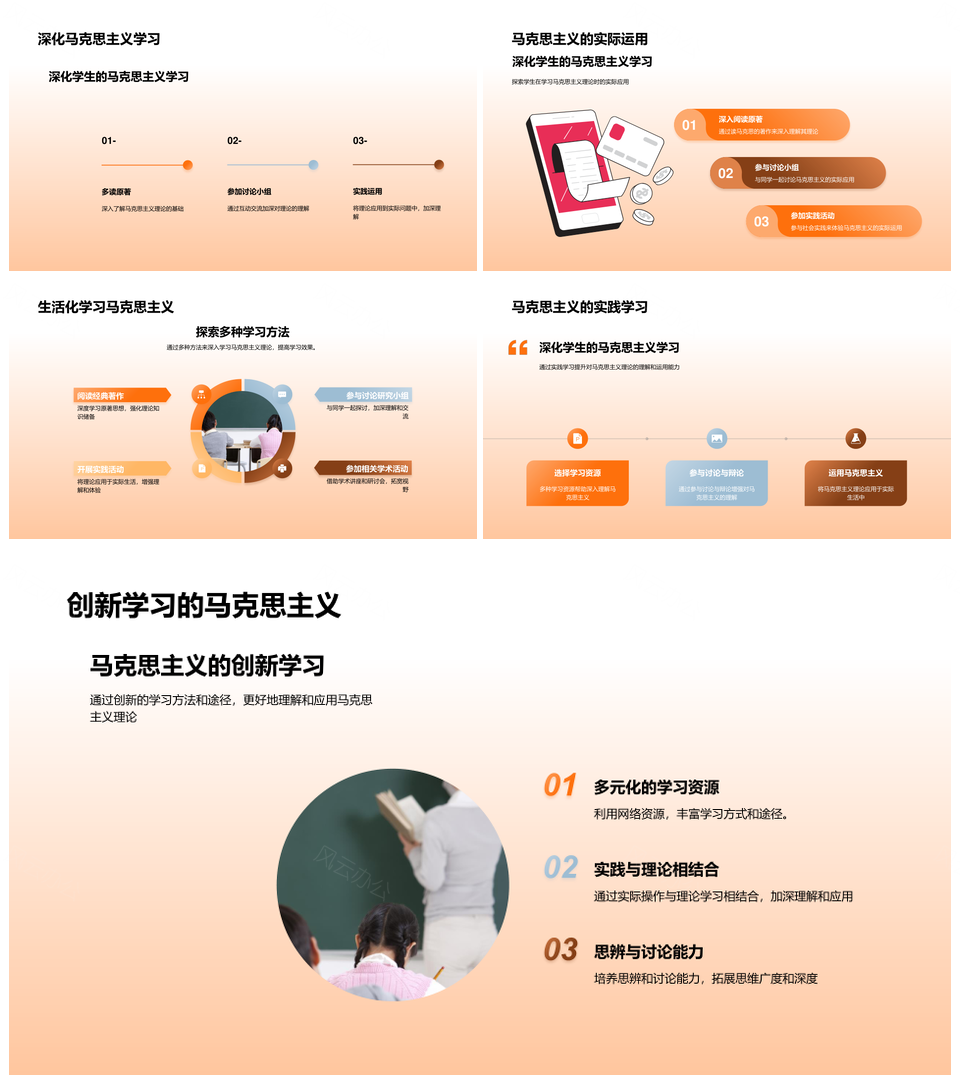 马克思主义理论指导大学教育服务无产阶级PPT模板