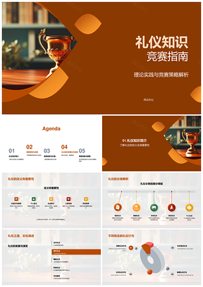 礼仪知识竞赛理论实践策略文化礼仪分类规则奖杯PPT模板