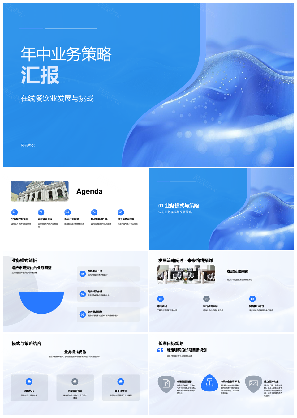 在线餐饮年中策略汇报增销优服新品研发PPT模板