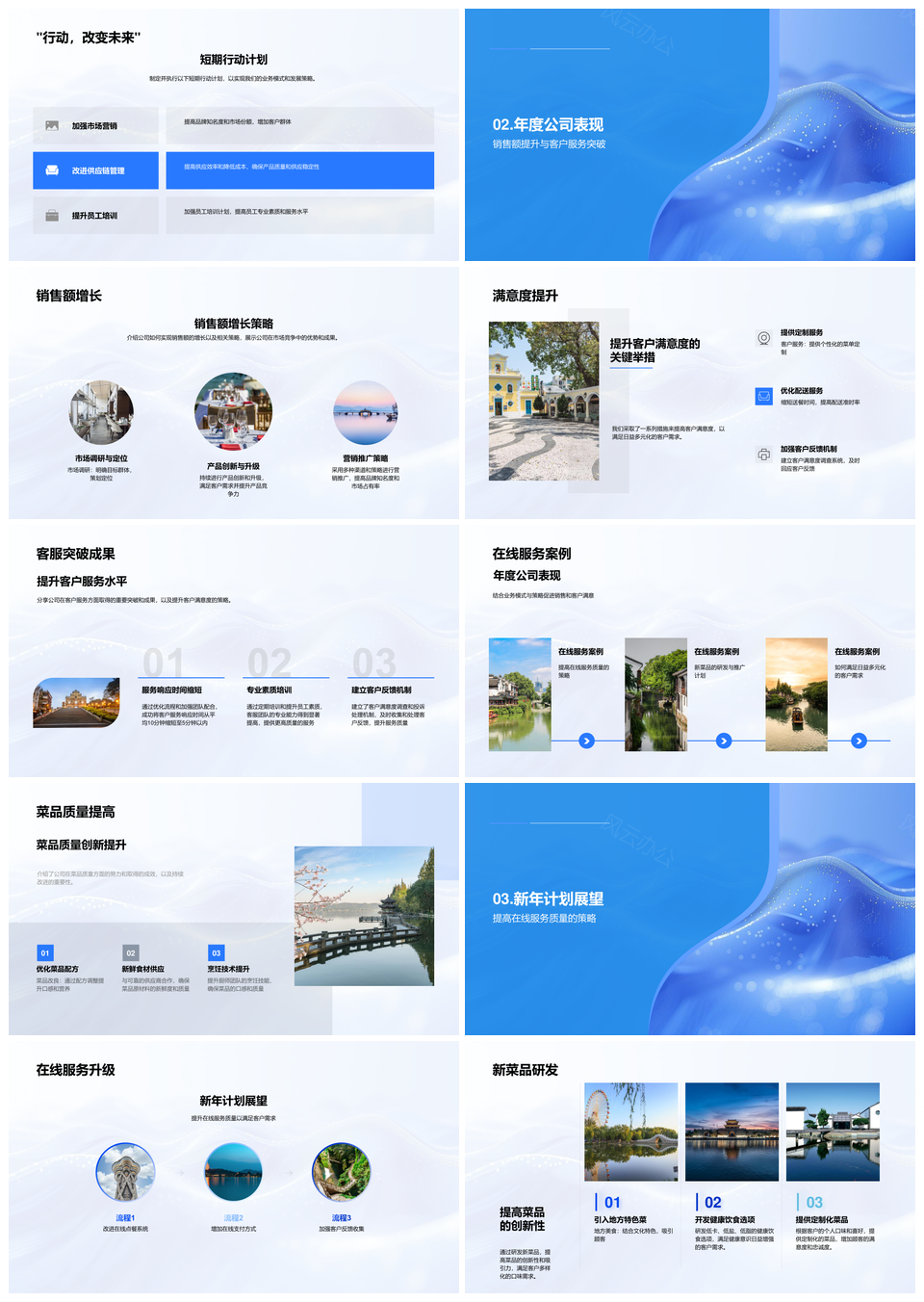 在线餐饮年中策略汇报增销优服新品研发PPT模板