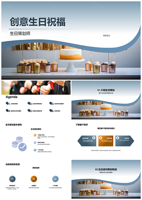 创意生日策划师培训客户婚庆派对蛋糕PPT模板