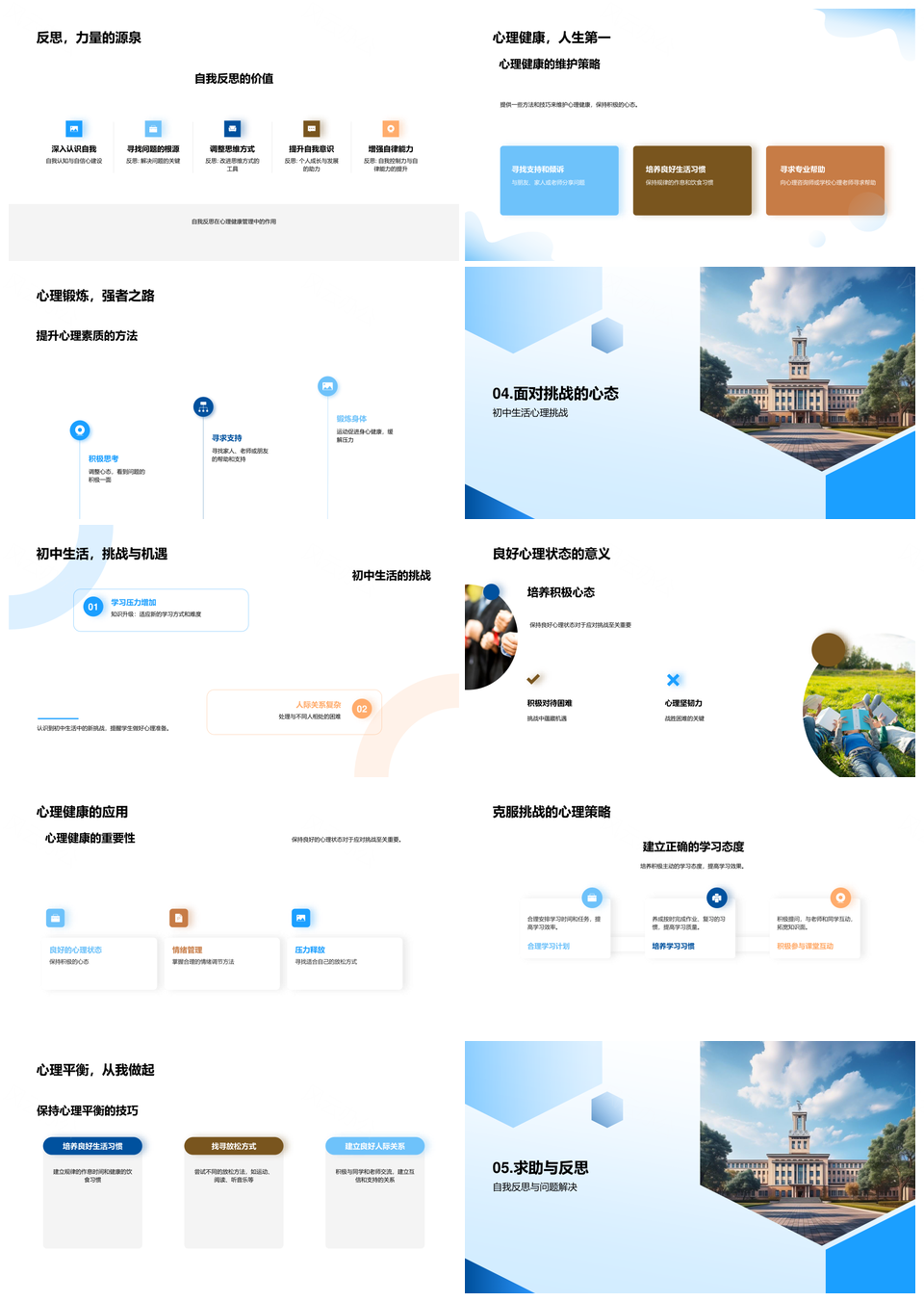 初中生适应学业挑战校园心态引导压力管理PPT模板